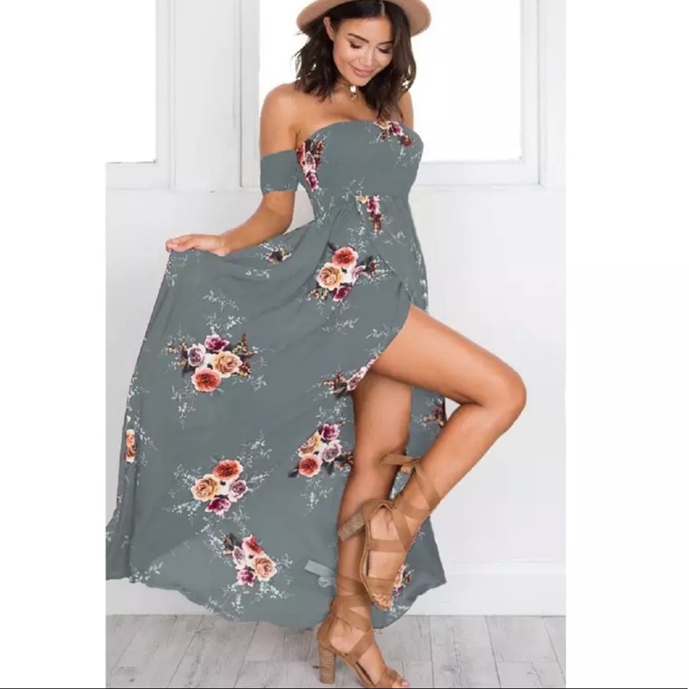 Off the Shoulder Floral Maxi